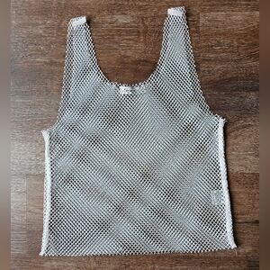 Stunning glittery Bedazzled Faded Rose mesh see through womens Tank Top size M